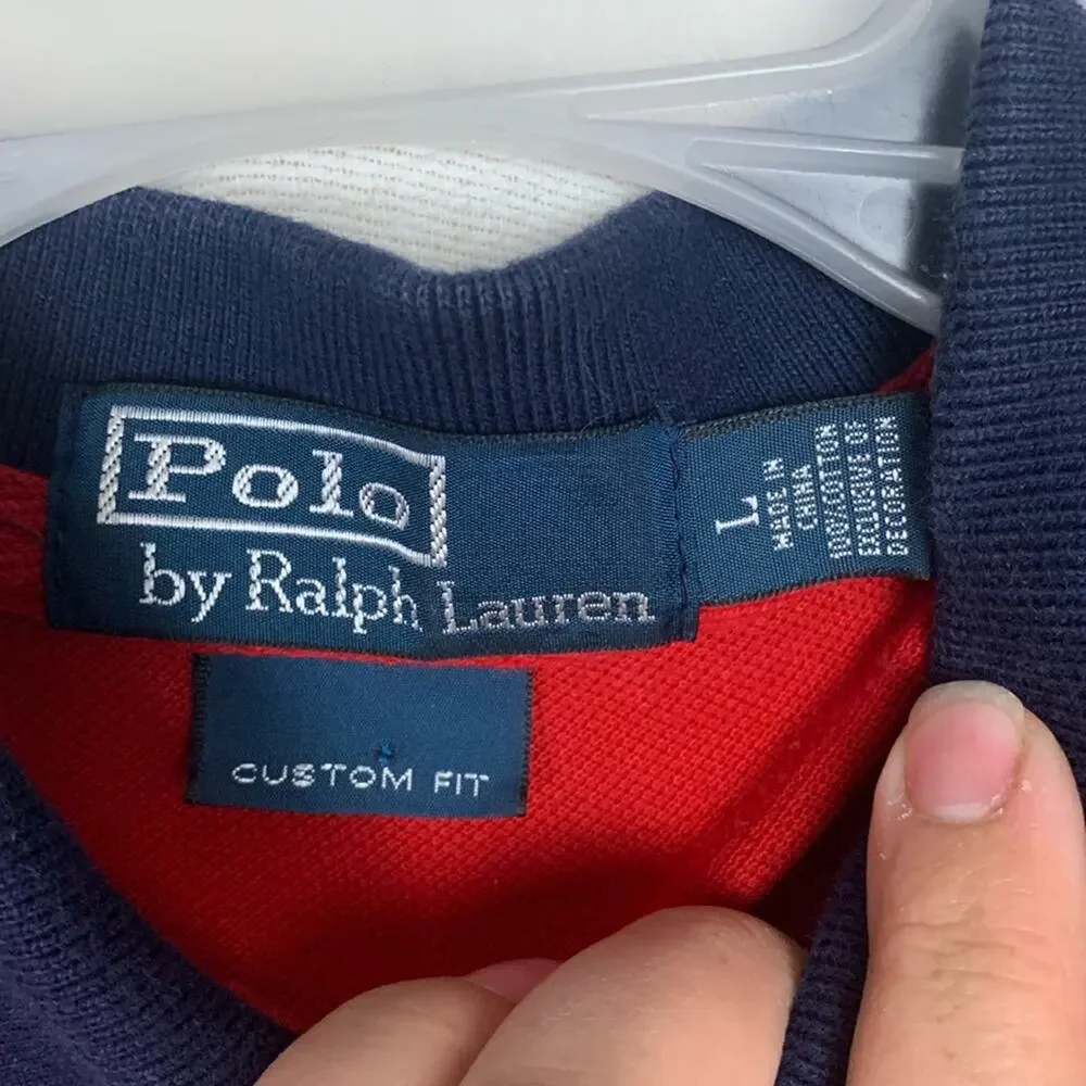 Polo Ralph Lauren Mens Large custom fit large jockey red new york 90s blue prep